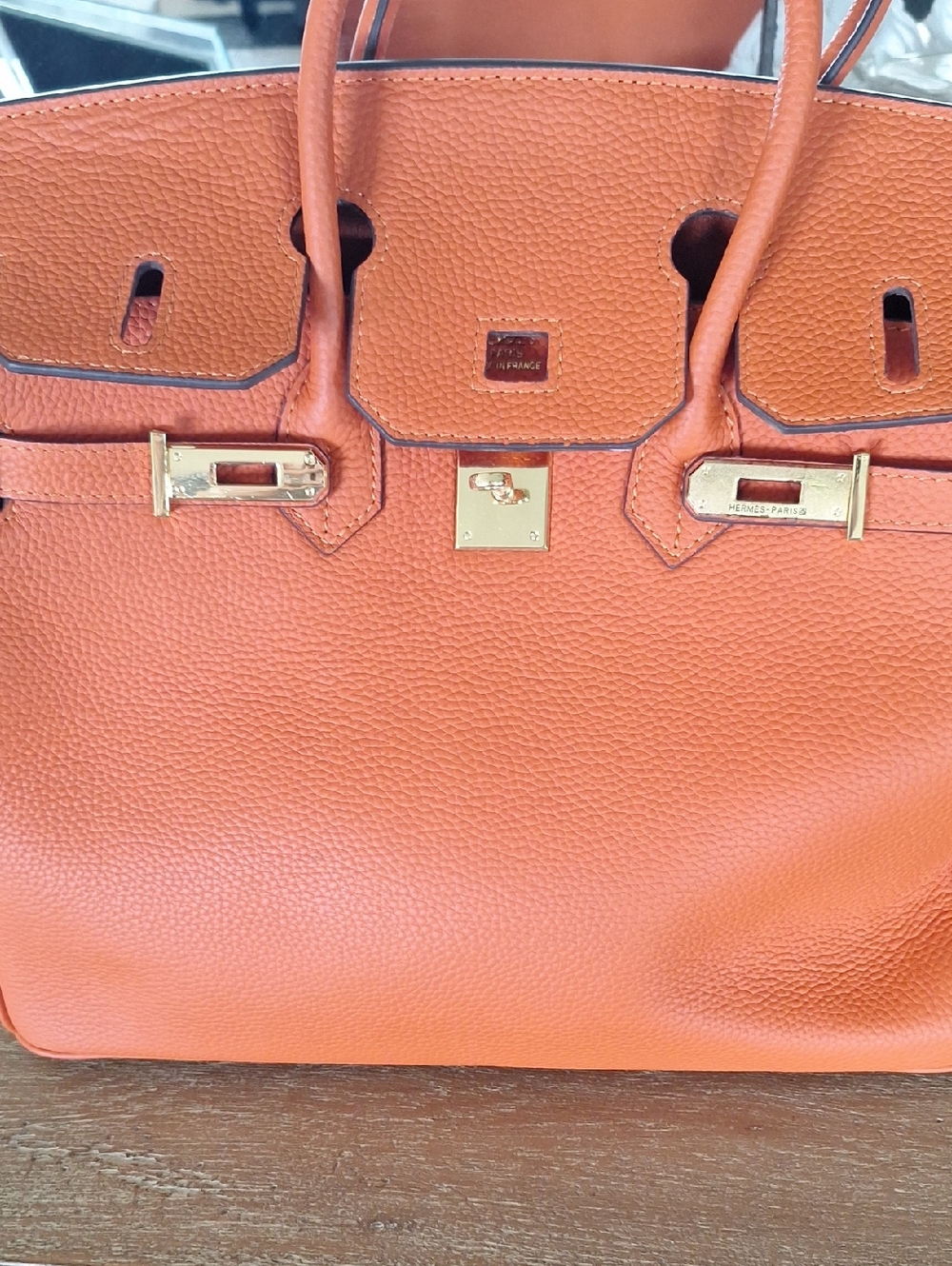 Orange Togo Leather Top-Handle Tote - Picture 7 of 7